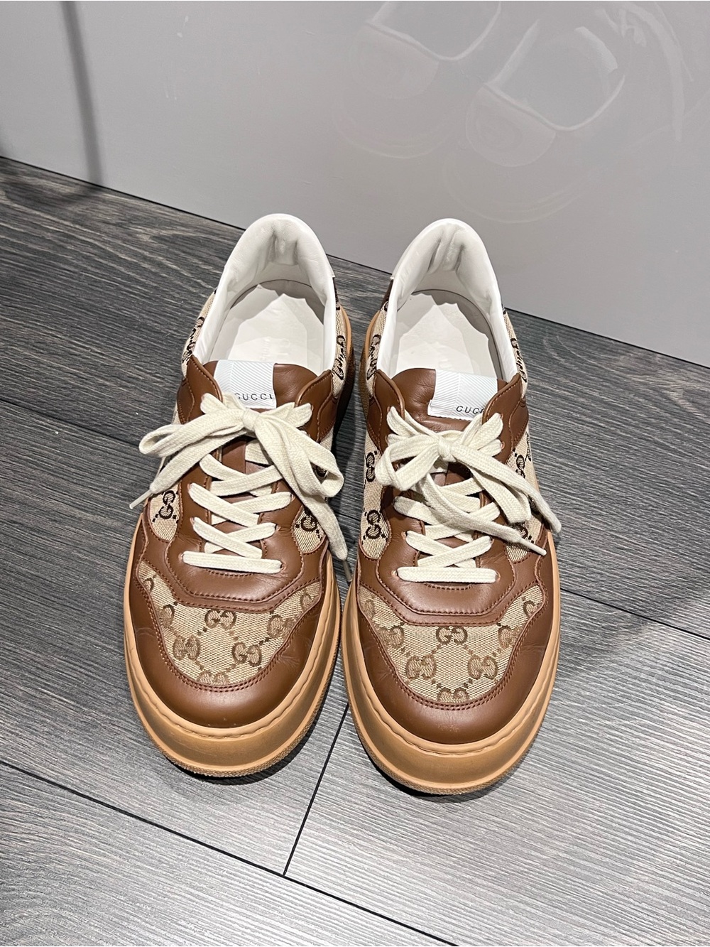 Gucci Brown & Cream GG Canvas Low-Top Sneakers